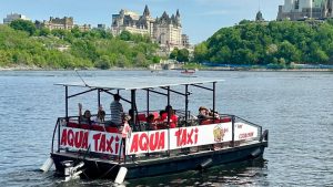 WaterTaxiEh? is a water taxi service that provides eco-friendly transportation using solar-electric vessels. Photo provided