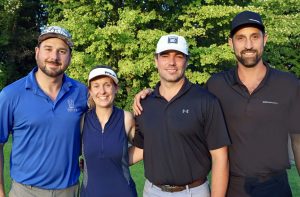 From left, Ottawa Corporate Cup organizers Elliott Bourgeois (First Avenue Investment Counsel), Suzanne Pellerin (RBC Dominion Securities), Sam Fuller (Thomas Fuller Construction) and Kyle Smendziuk (WebMarketers) at Loch March Golf & Country Club on Tuesday, August 13, 2024. Photo by Caroline Phillips