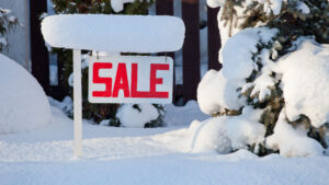 Home sale sign winter