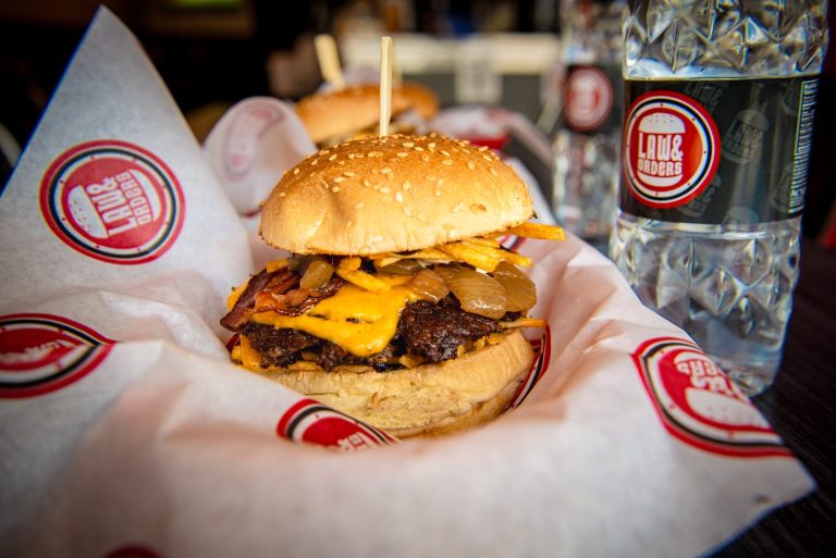 Jamie Law's hickory crunch burger available at Law & Orders' seven locations throughout the city. Photo provided by United Way East Ontario.