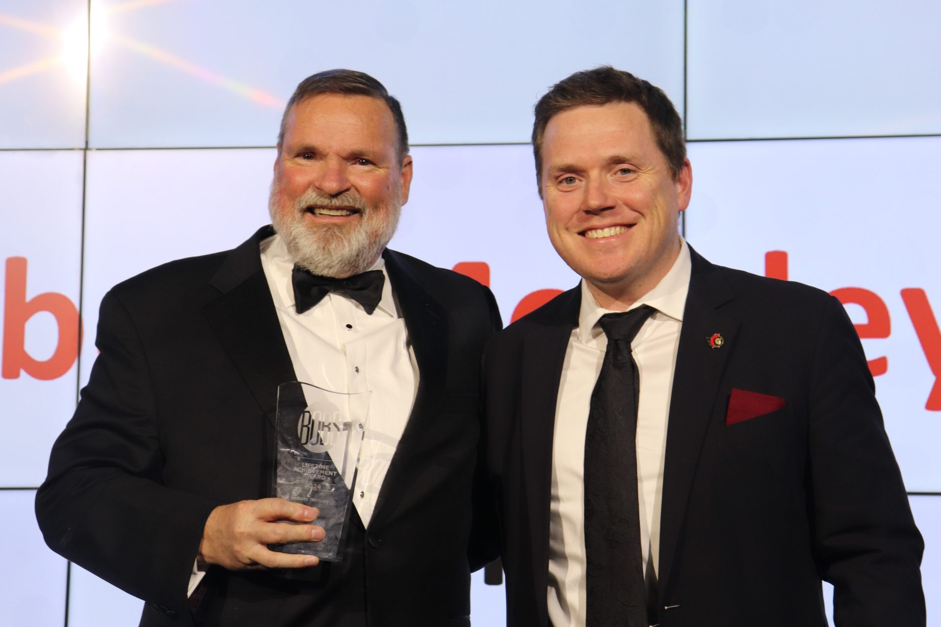 Robert Merkley, president and CEO of Merkley Supply, accepts the 2024 Lifetime Achievement Award. (Photo by Mia Jensen)