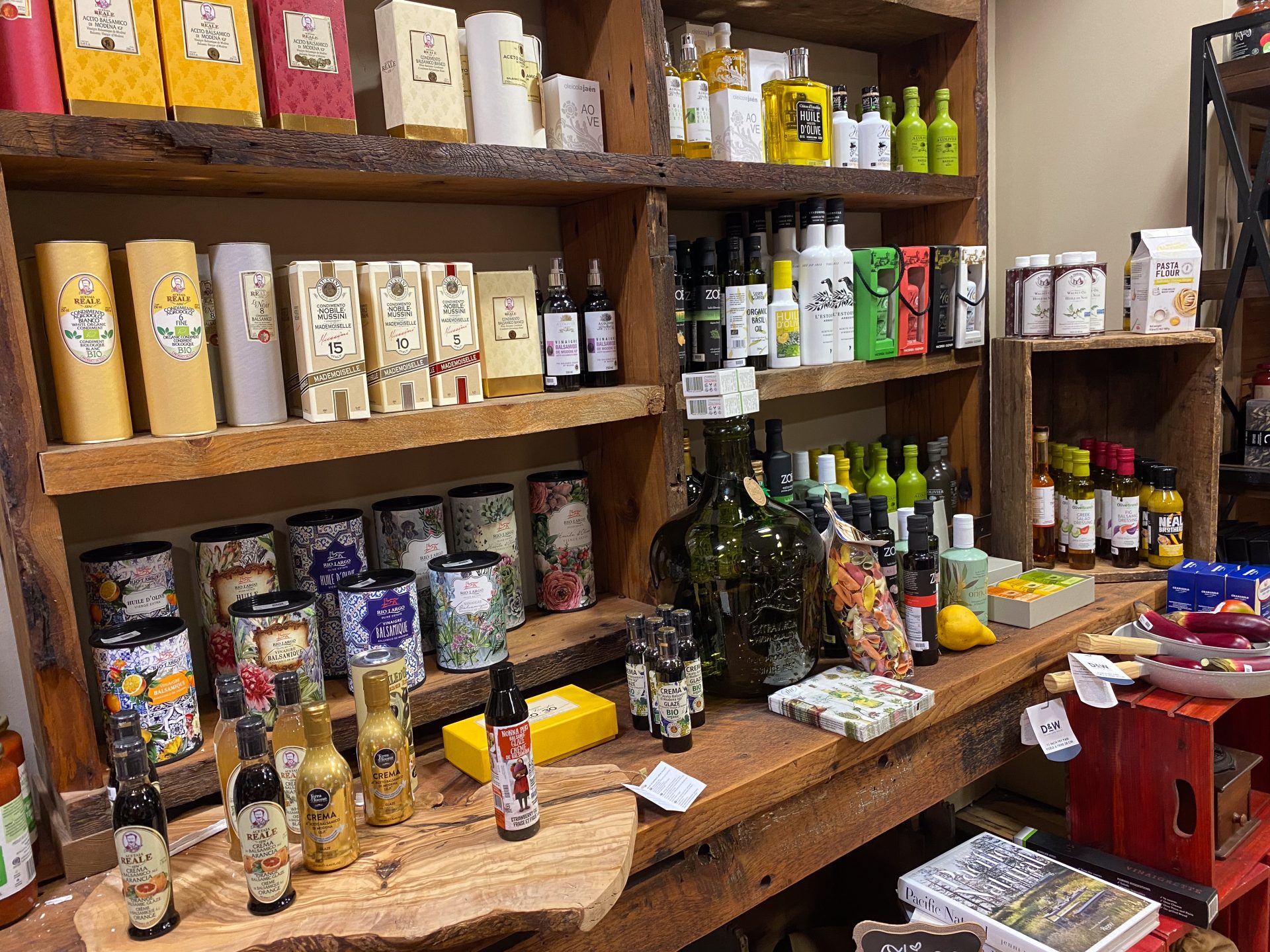 Fall River & Co. is a charming place to browse for sauces, oils, cheese boards, napkins and other gifts for food lovers. Photo by Laura Byrne Paquet.